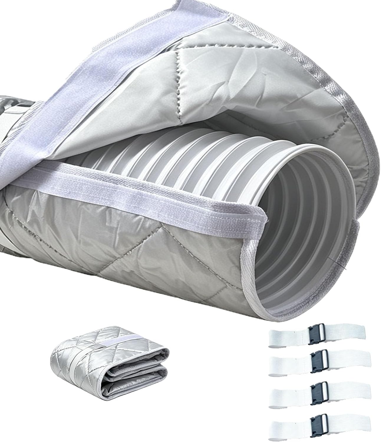 AC Hose Duct Vent Cover Sleeve Air Conditioner Insulated Cover for 5"&5.9" | 4 Layer ,Heat Radiation & Reduces Hose Temperature, Energy Saving, Tool-Free Installation with Adjustable Straps