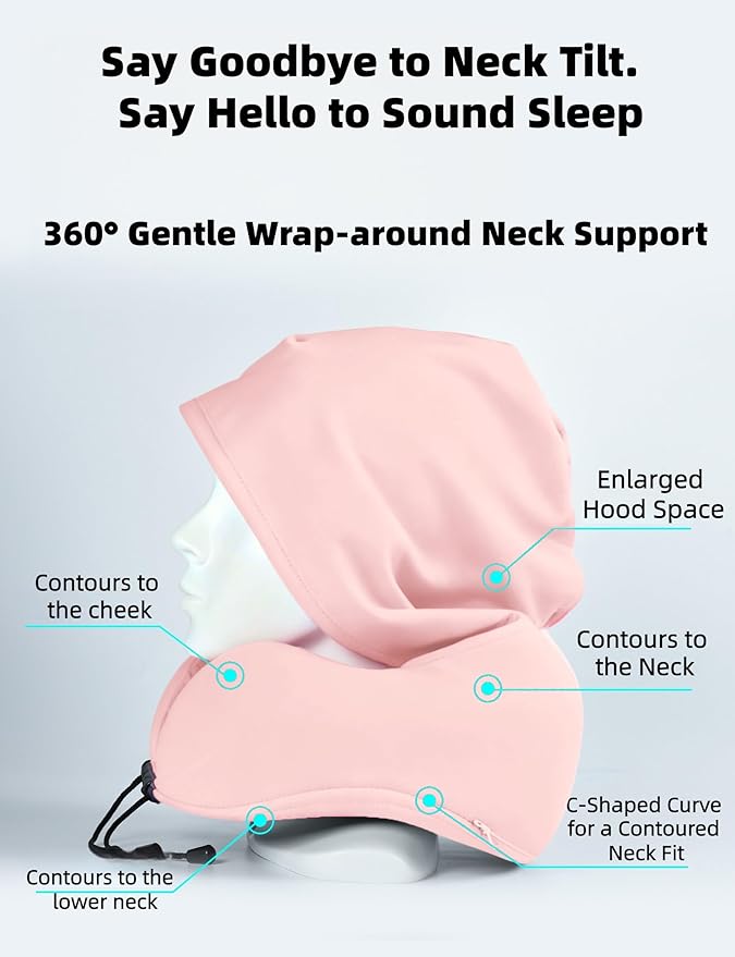 Almohada de Viaje con Capucha y Espuma Viscoelástica miniatura 4