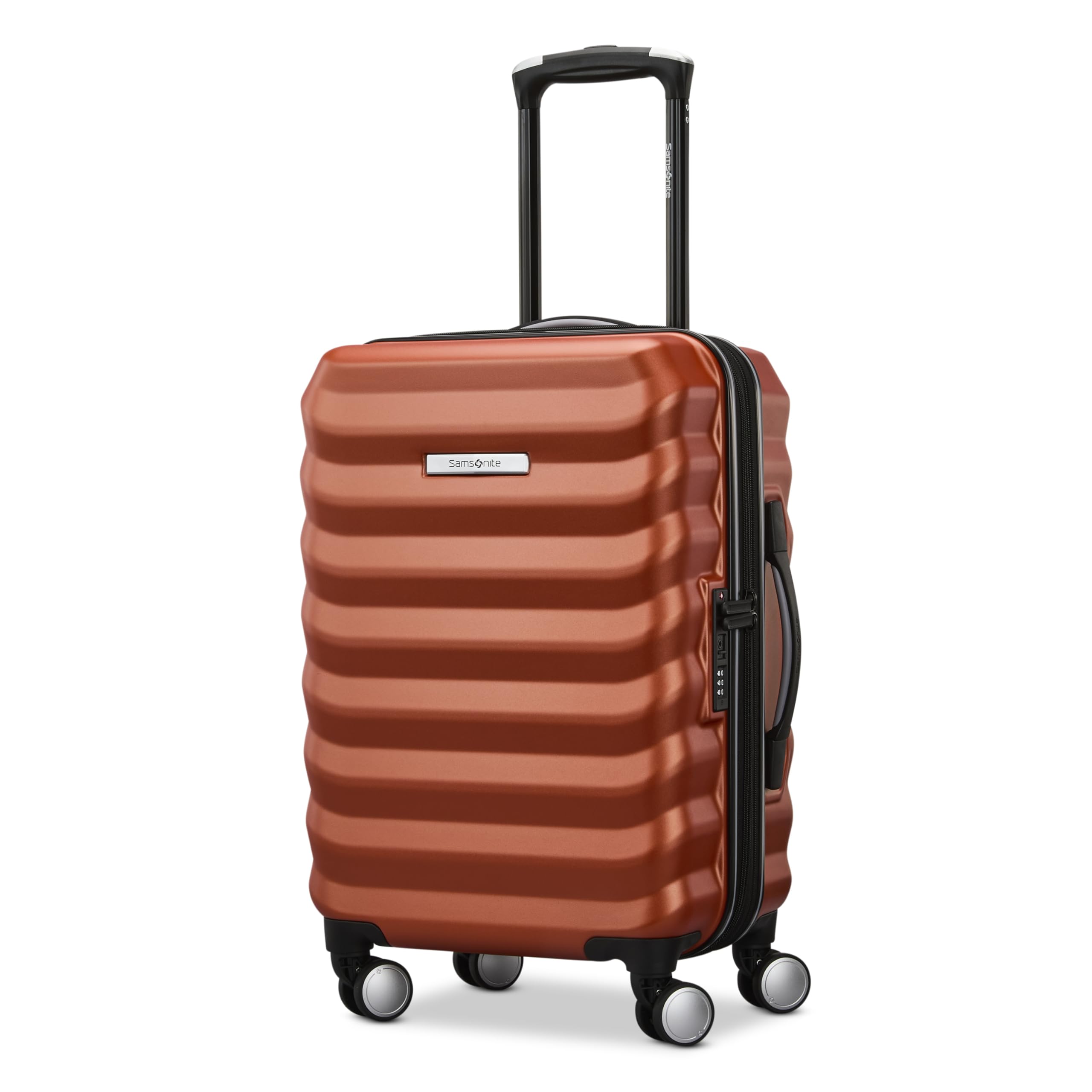 Samsonite Hard-Sided 20-Inch Lightweight Carry On Expandable Element Suitcase: Durable, 360° Spinner Wheels, Adjustable Telescopic Handle, TSA-Approved Lock - Copper Orange