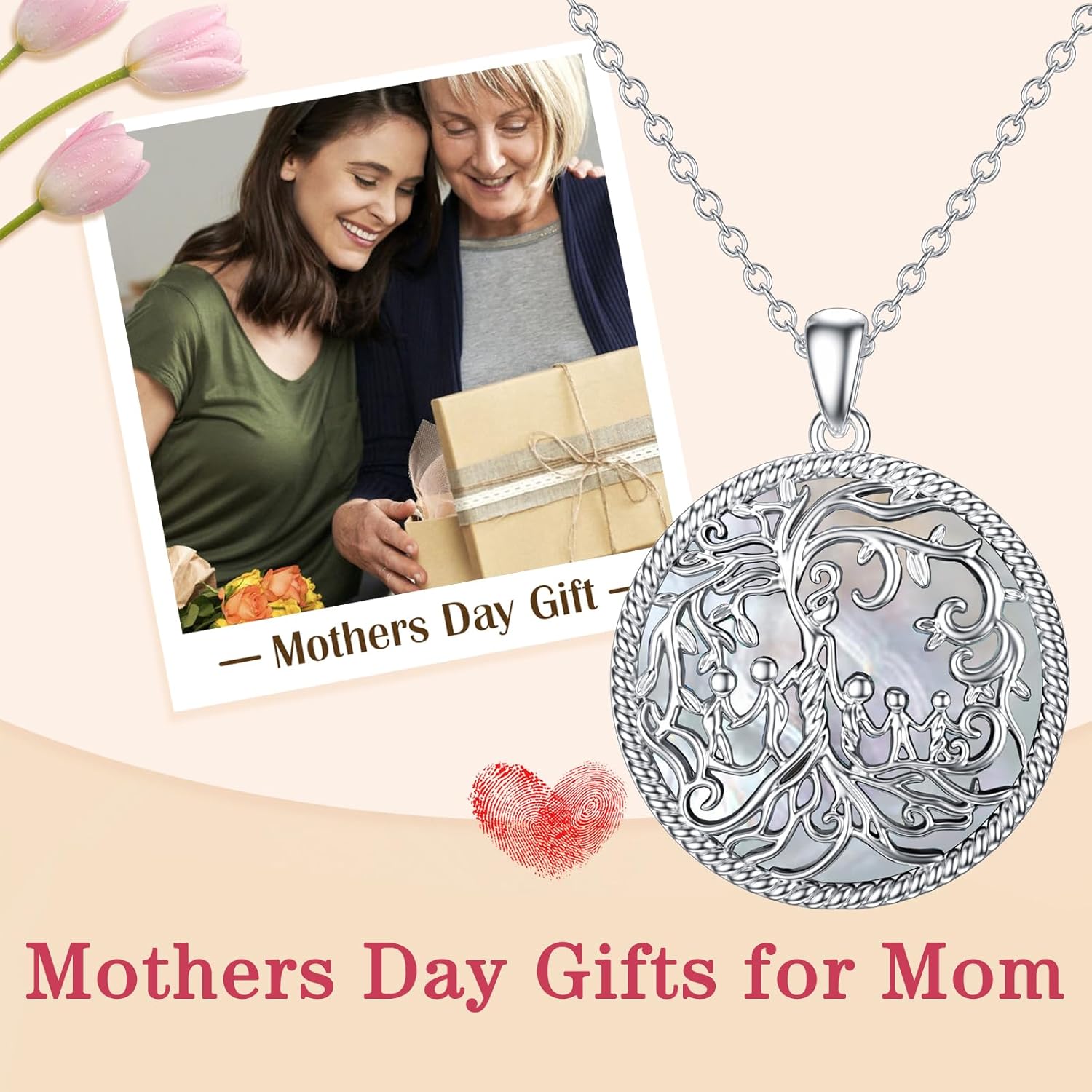 TOUPOP Gifts for Mom Tree of Life Mother Necklace 925 Sterling Silver Mother and Daughter/Son Jewelry Birthday Mothers Day Gifts for Women Mom Wife - Image 4