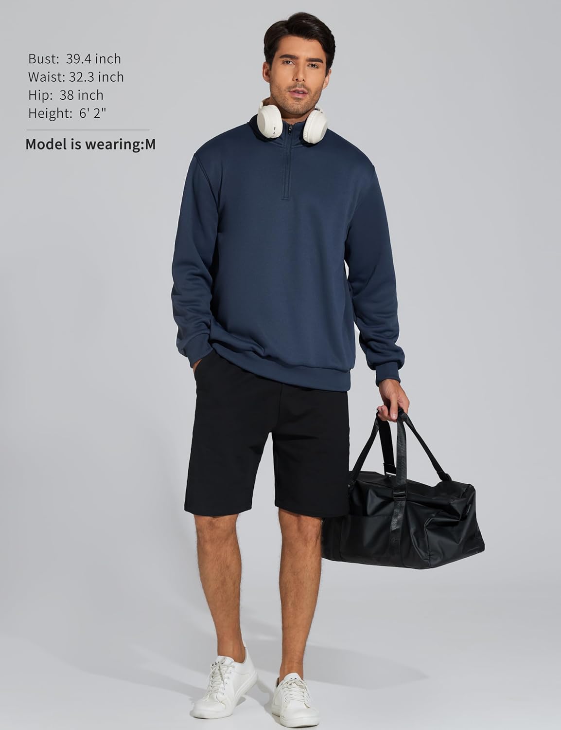 THE GYM PEOPLE Men's Half Zip Sweatshirt Long Sleeve Fleece Pullover Basic Workout Tops - Image 7