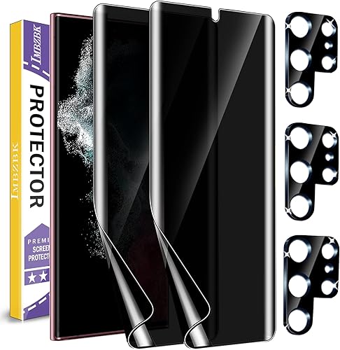 IMBZBK Paquete de 2+3 protectores de pantalla de privacidad para Samsung Galaxy S22 Ultra 5G (no de vidrio), paquete de 2 películas de poliuretano