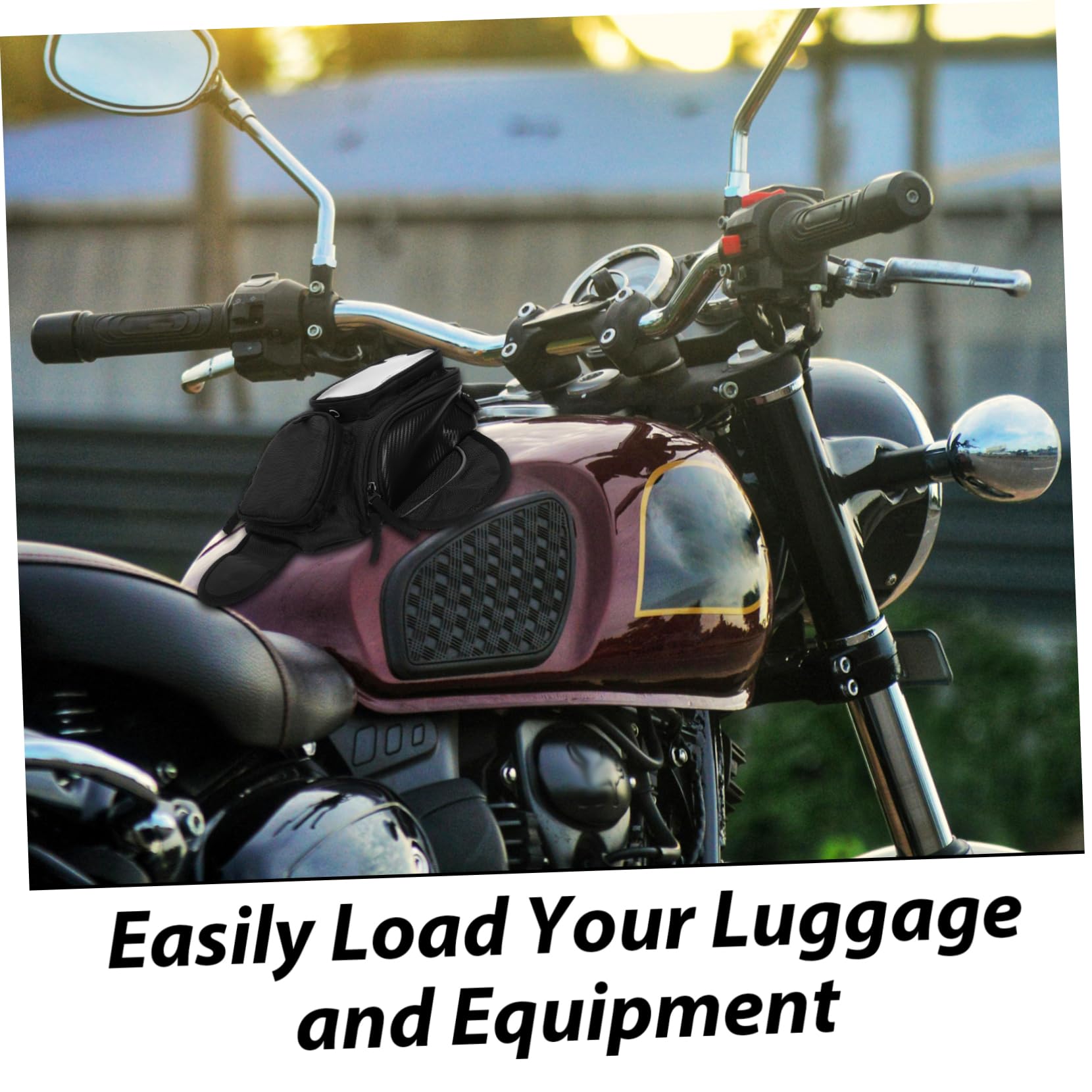 Borsa da Serbatoio Moto, Fissaggio Magnetico, Grande Capacità, Accesso Rapido, Nero per Riding