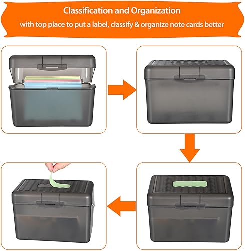 Miniatura 10 de BTSKY 1 paquete de caja de tarjetas de índice de 4 x 6 pulgadas, caja de tarjetas de índice, caja de tarjetas de recetas, organizador de