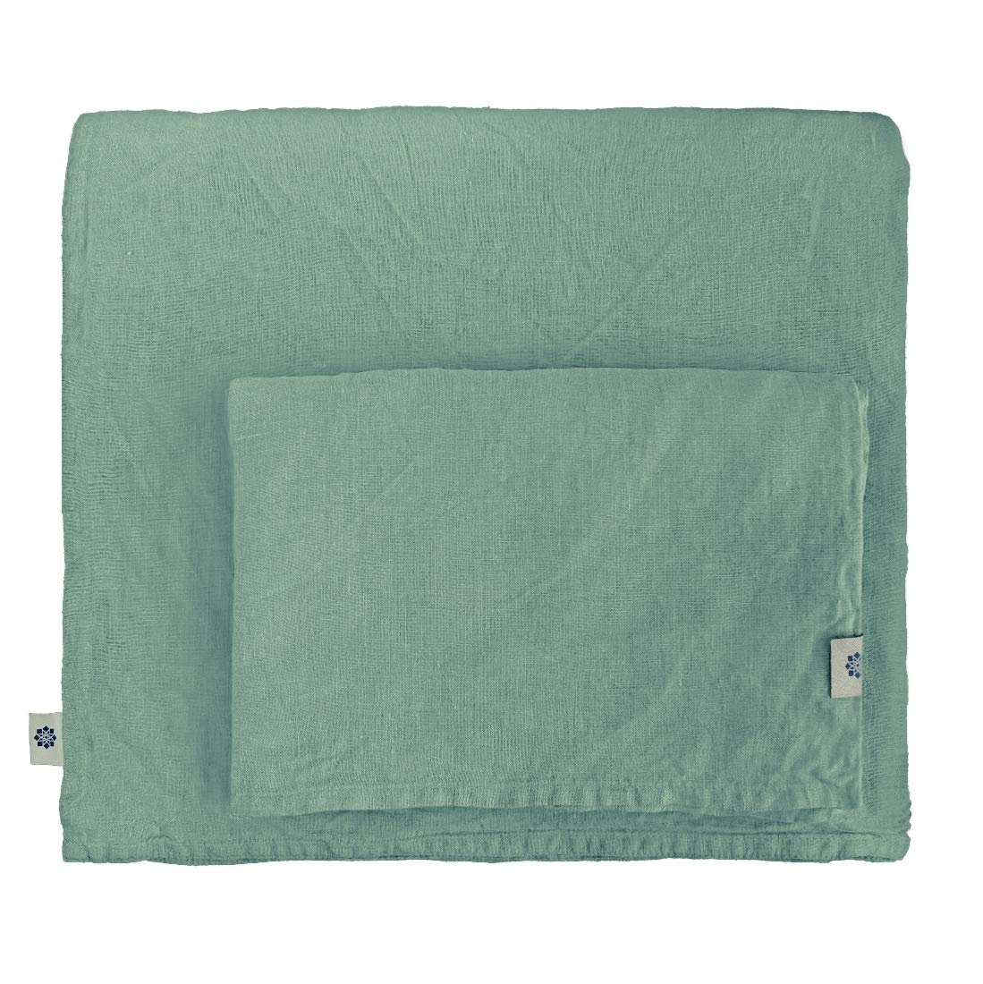 Linen & Cotton Alicia miękki w dotyku komplet pościeli, 100% len, miętowa zieleń (140 x 200 cm), jednokolorowa, poszewka na kołdrę, poszewka na kołdrę, dwustronna, do sypialni, hotelu
