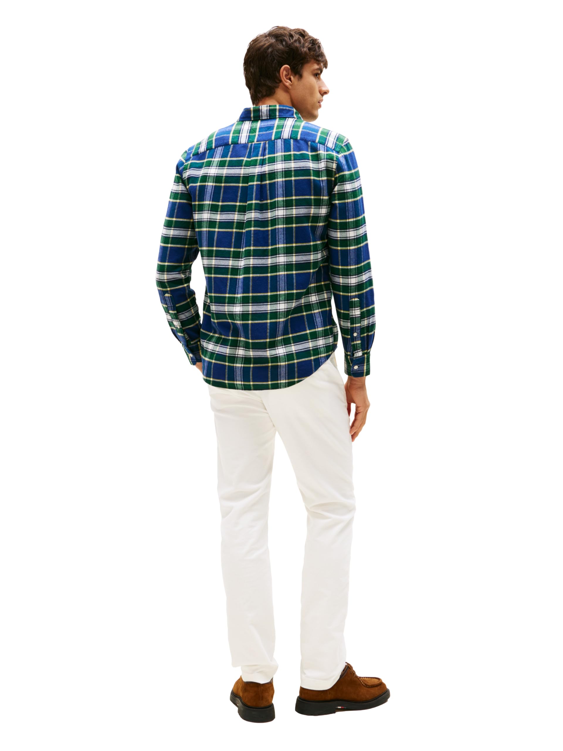 Tommy Hilfiger Camisa de Manga Larga con Botones para Hombre, Ajuste Regular, tartán