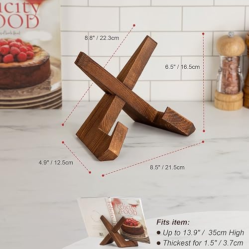 Miniatura 5 de Soporte para libro de cocina, soporte de madera para libro de recetas, soporte para libro de cocina para encimera de cocina, pantalla