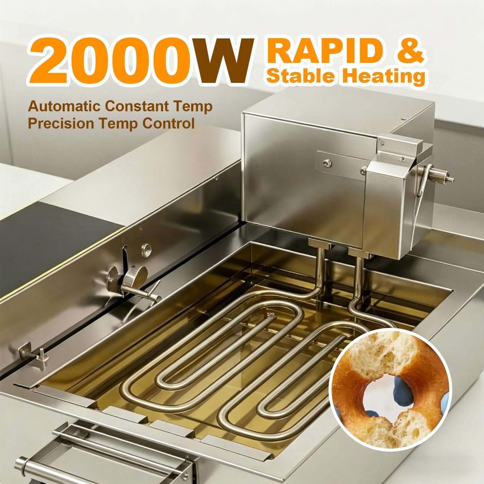 Machine à Beignets Automatique Professionnelle, Friteuse à Donuts 4 Rangées, Capacité 1800 Pcs/h, Acier Inoxydable 304, Équipement de Boulangerie et Pâtisserie Professionnel(110V)