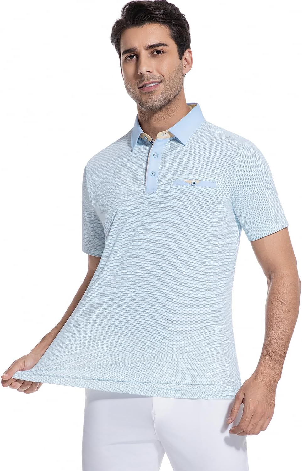 Alex Vando Mens Golf Shirts Moisture Wicking Quick-Dry Short Sleeve Print Performance Polo Shirts for Men