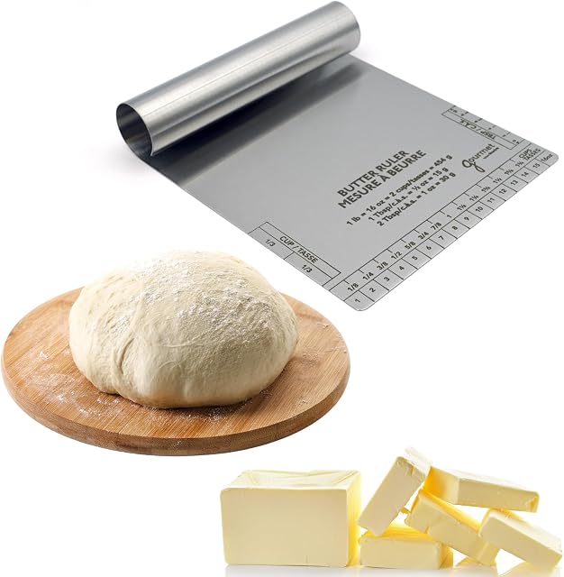 Starfrit Gourmet - 2-in 1 Scraper and Butter Measurer - Pastry/Dough Scraper - Butter Ruler - Stainless Steel