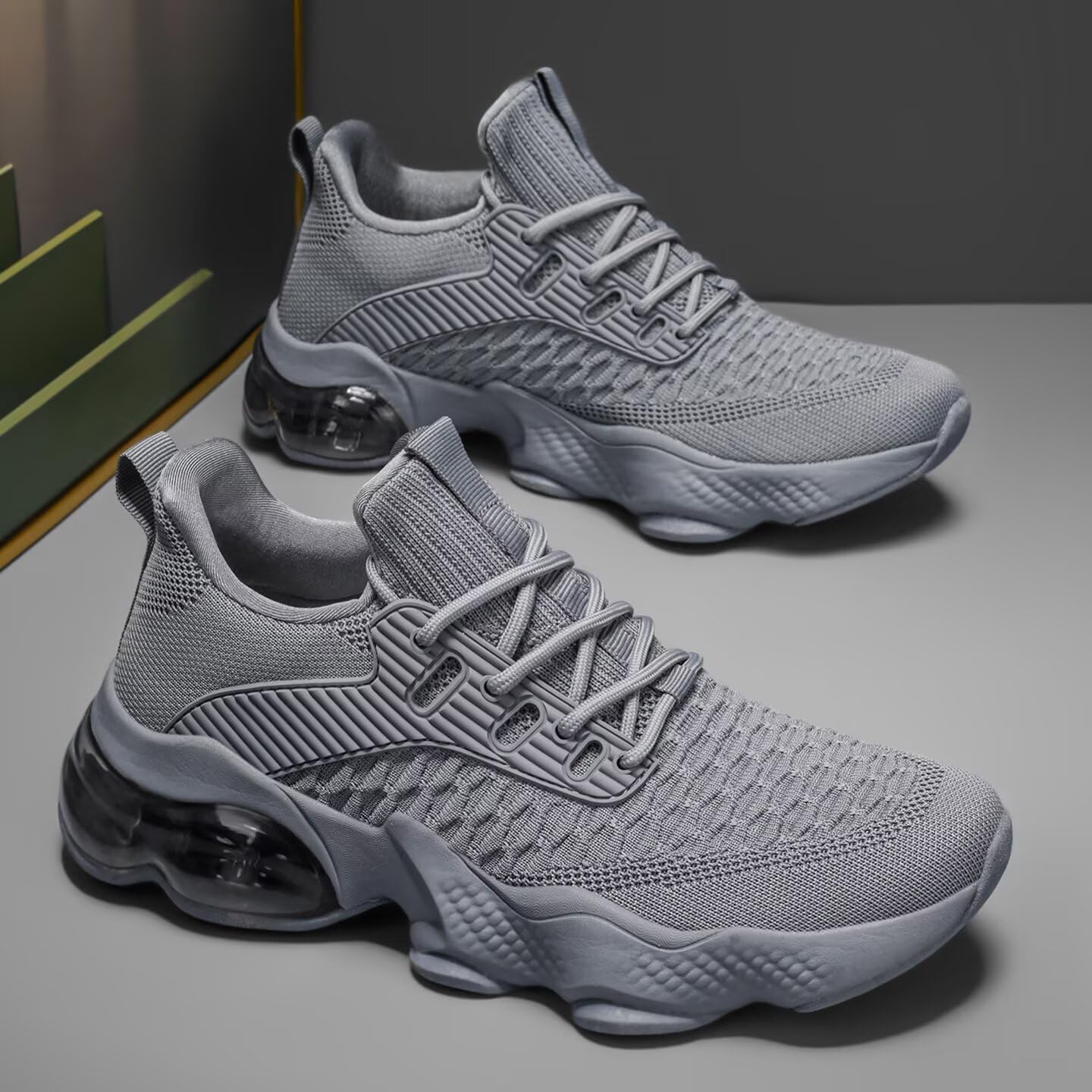 Mens Air Cushion Running Shoes Breathable Tennis Fashion Sneakers Non Slip Workout Casual Sport Gym Trail Comfortable Walking Shoes