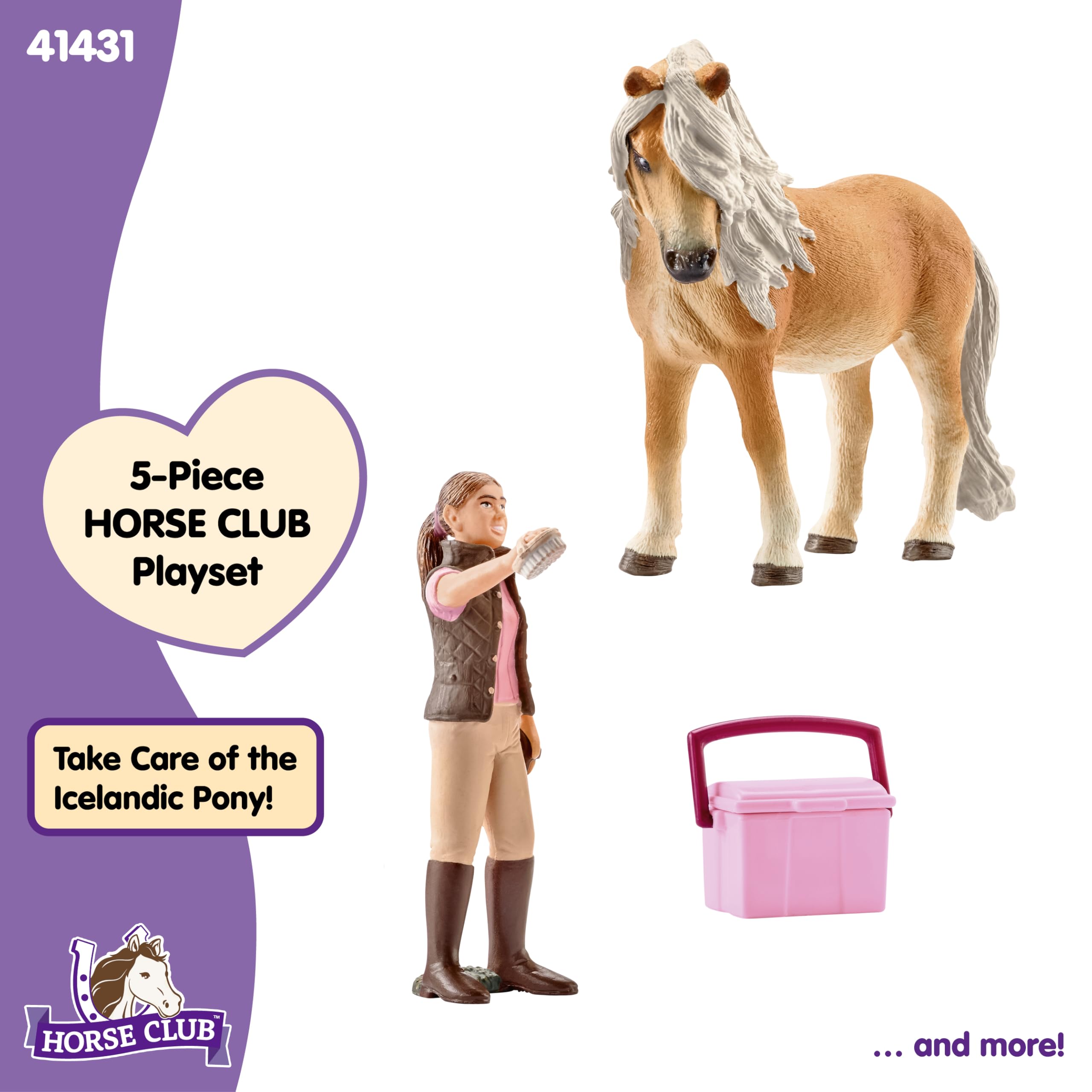 Schleich 41431 Pan młody z klaczą kuca islandzkiego, od 5 lat, HORSE CLUB - Zestaw do zabawy, 19 x 5 x 17 cm