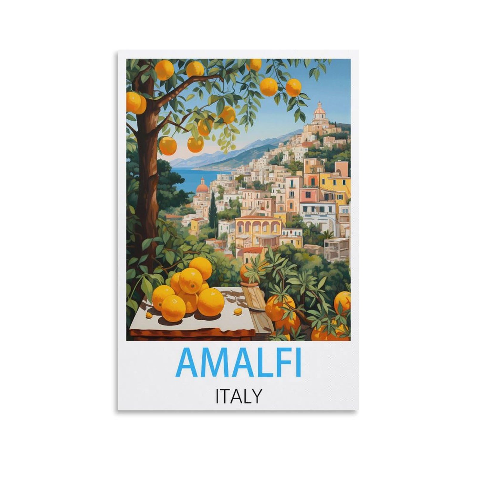 Javon Unframe-Style Amalfi Italy Vintage Travel Poster 20X30inch(50X75cm) Canvas Art Poster And Wall Art Picture Print Bedroom Decor