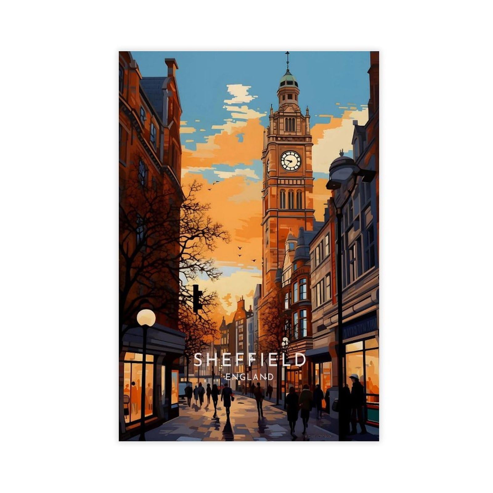 WLQZFRWV Sheffield Travel- England, Sheffield Canvas Poster Bedroom Decor Landscape Office Room Decor Gift 16x24inch(40x60cm)