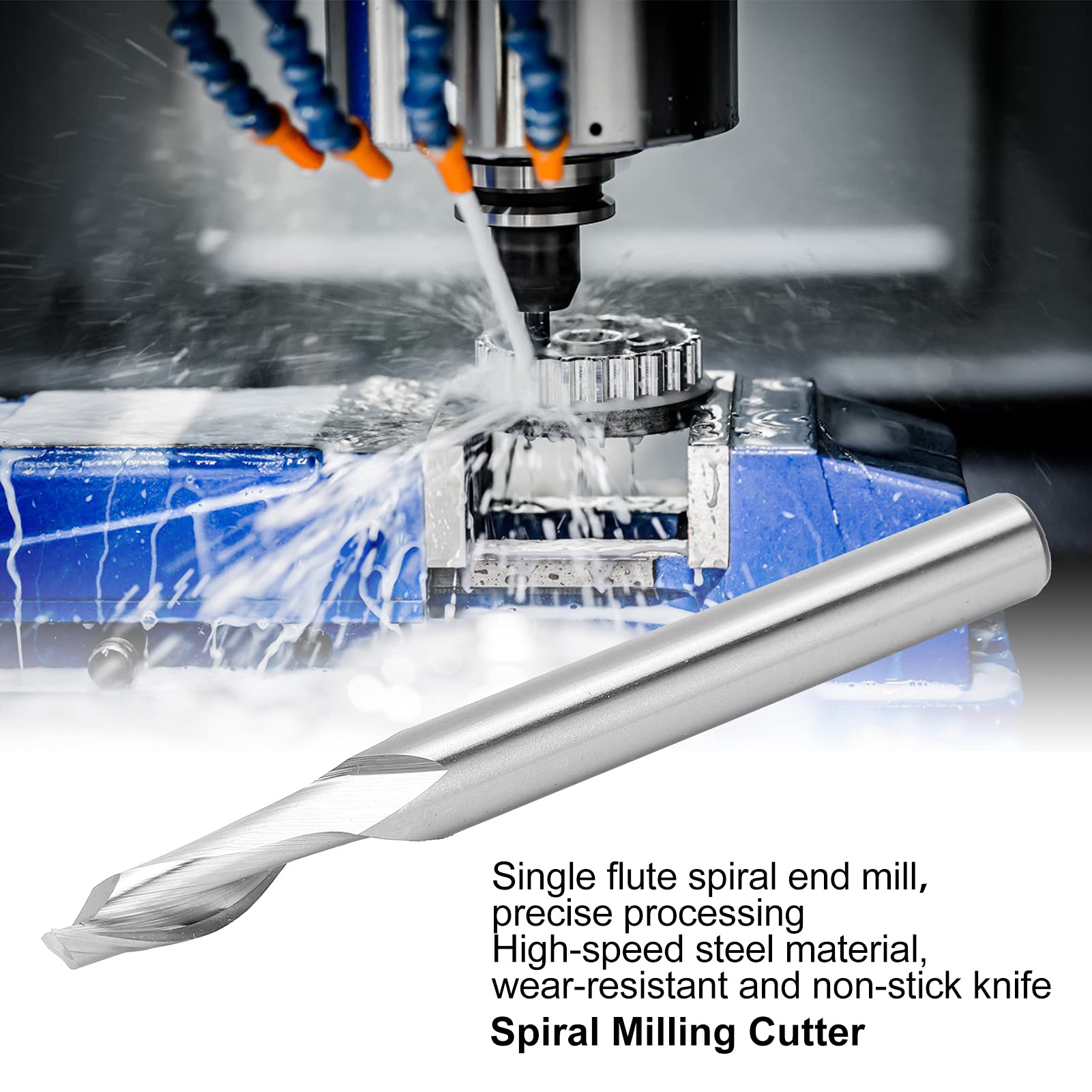 Fresa a Spirale Monodente in Acciaio Rapido per CNC 8x8x20x80mm Punta per Incisione e Fresatura Legno con Attacco Cilindrico, Confezione da 5 Pezzi