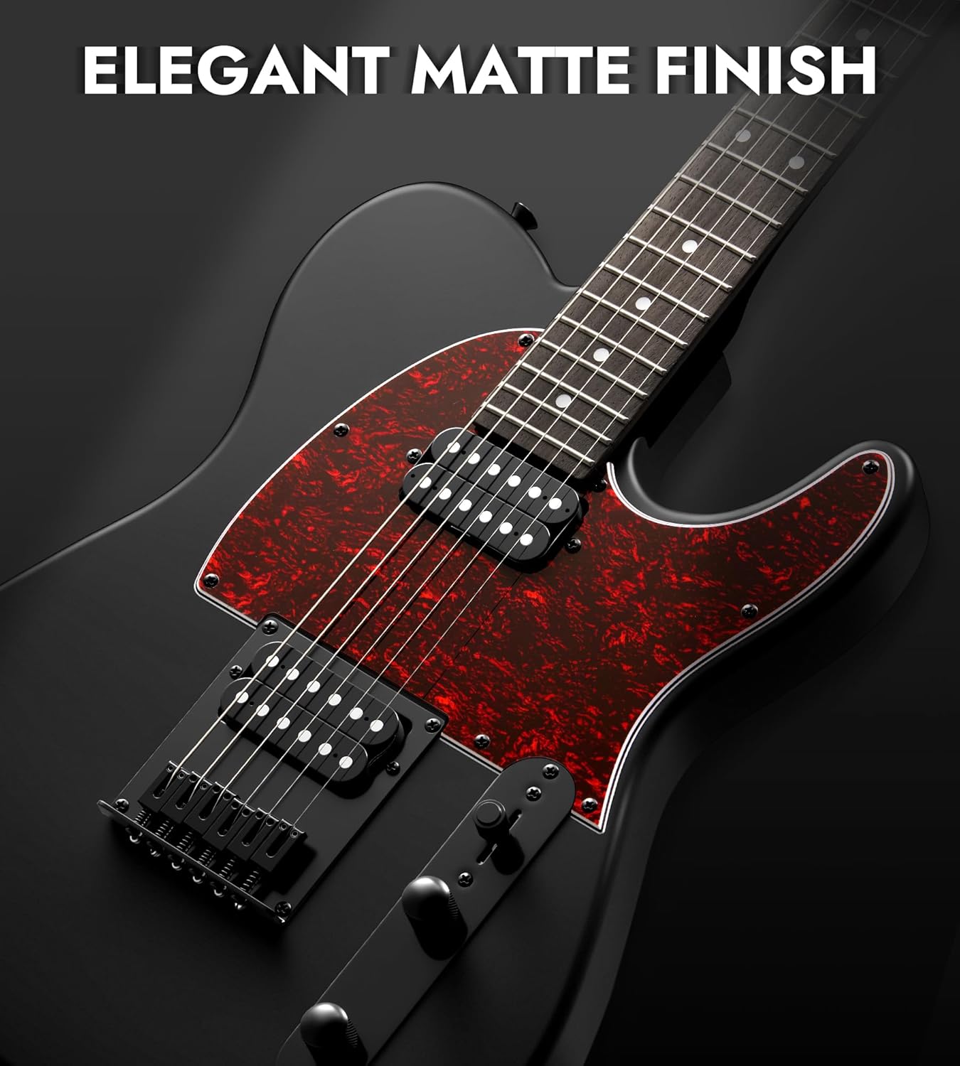 Tostar Electric Guitar: HH Humbuckers, Fixed Hardtail Bridge & Smoked Matte Finish, 3-Way Switch, 39" Solid Body Electric Guitar for Intermediate Players, Guitarra Eléctrica, Black-HH, Standard Series