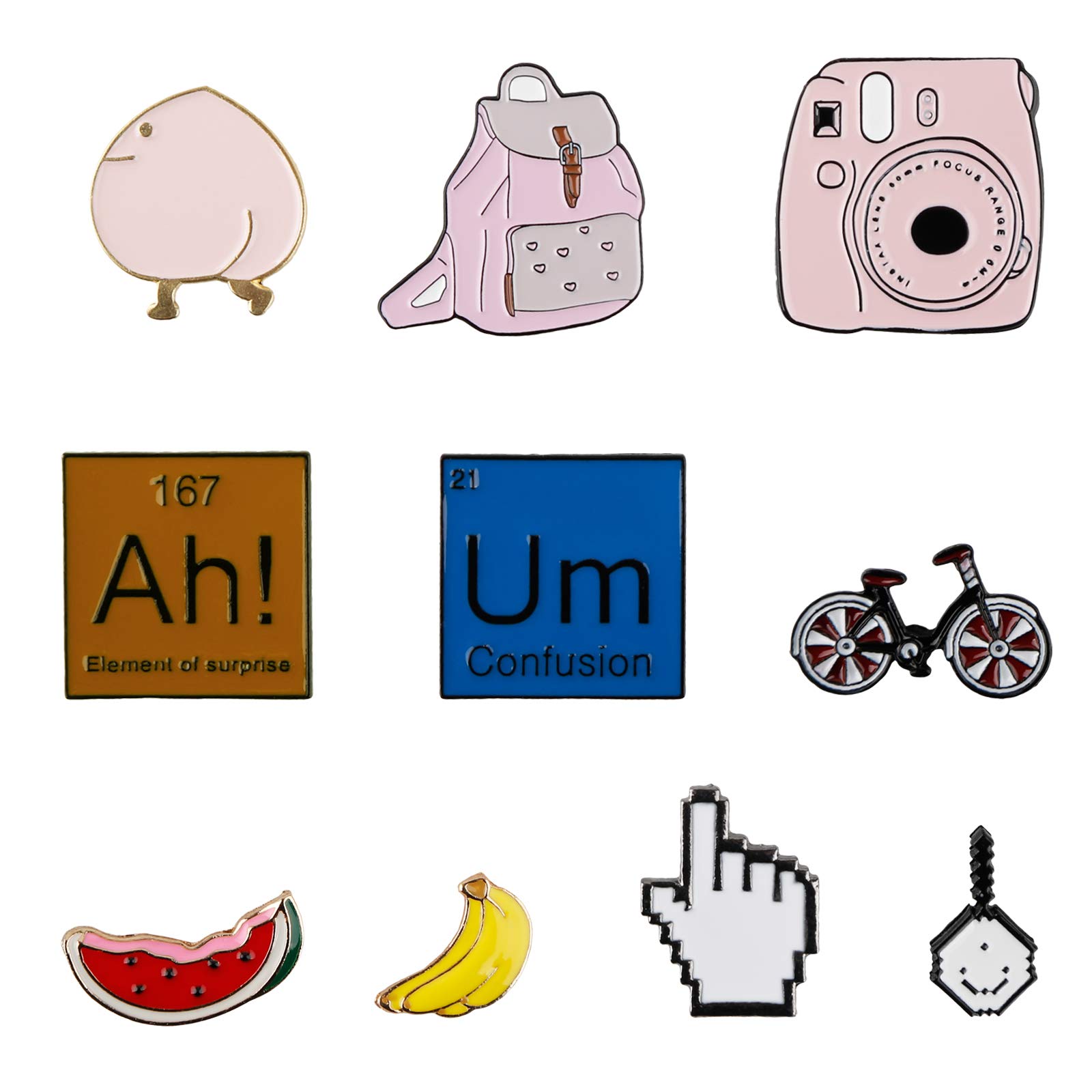 LIUJUNMIN10 PCS Enamel Lapel Learning Tools Brooches | Fruits Signs Pin Set Clothing Accessory Gift