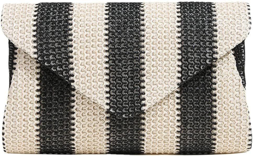 Obosoyo Straw Crossbody Bag, Clutch, Woven Shoulder Bag for Women - Summer Beach Envelope Purse Wallet
