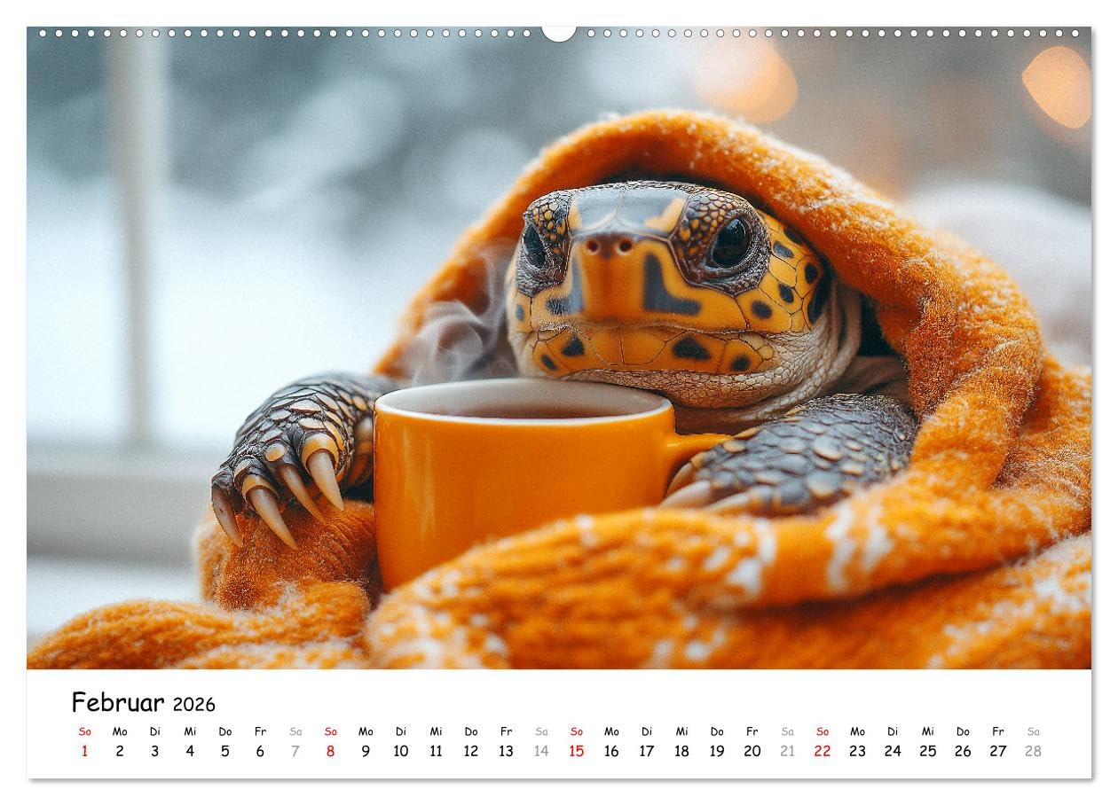 CHILL MAL - Entspannte Schildkröten beim Faulenzen (Wandkalender 2026 DIN A2 quer), CALVENDO Monatskalender: Entspanne mit coolen Schildkröten durch ... von Ruhe und Entschleunigung (CALVENDO Spass)