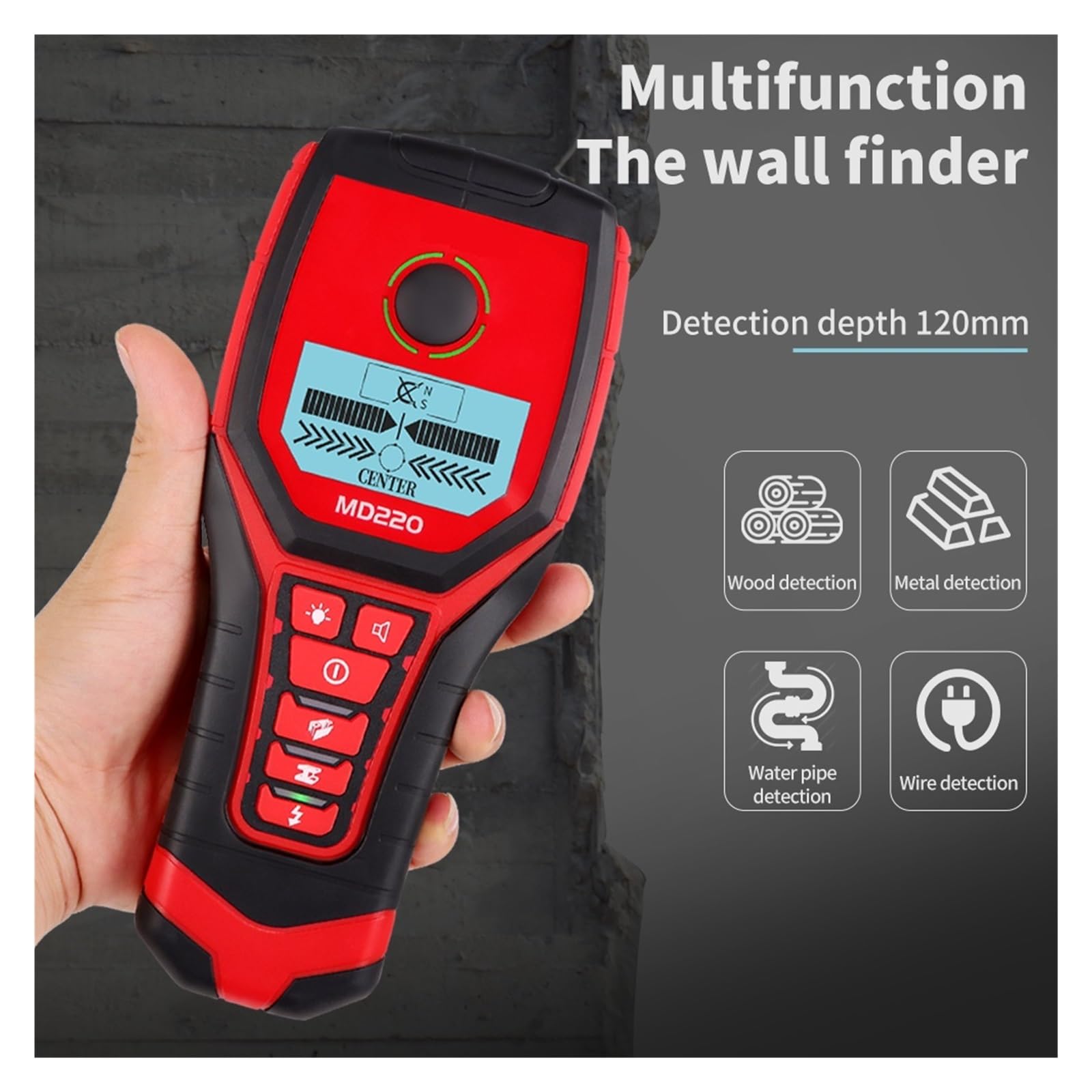 Kit de Prueba de Oro, Escáner de Pared 4 en 1, Detector Vigas, Metales, Madera, tuberías, Cables CA con Corriente, escáner, Herramienta posicionamiento y centrado