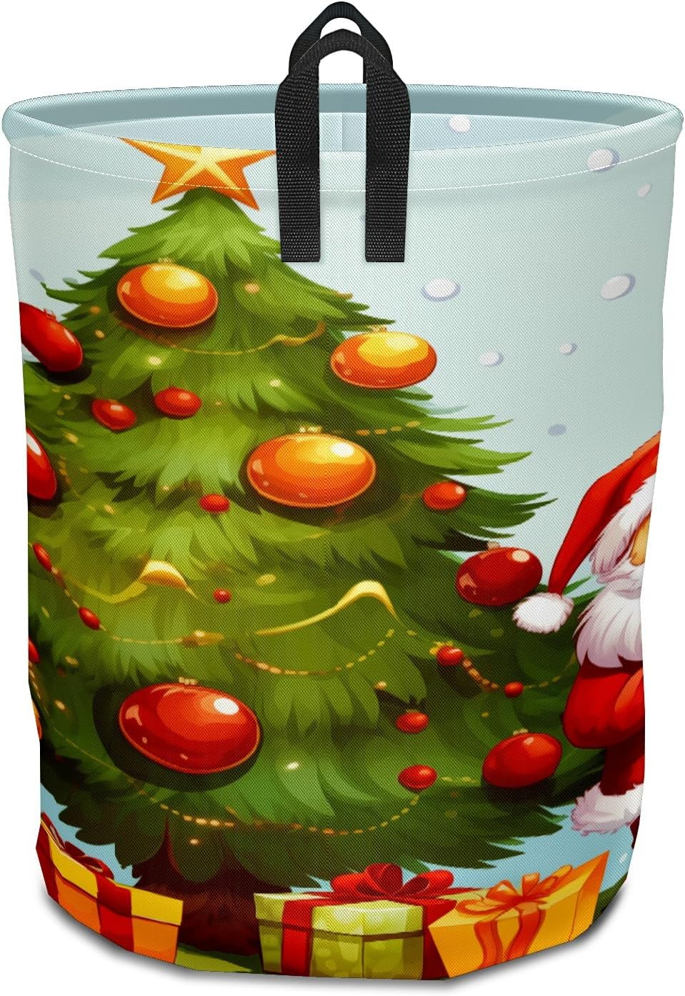 Light Green Santa Claus Gifts Large Laundry Hamper Foldable Waterproof Dirty Clothes Basket Dorm Clean Laundry Baskets