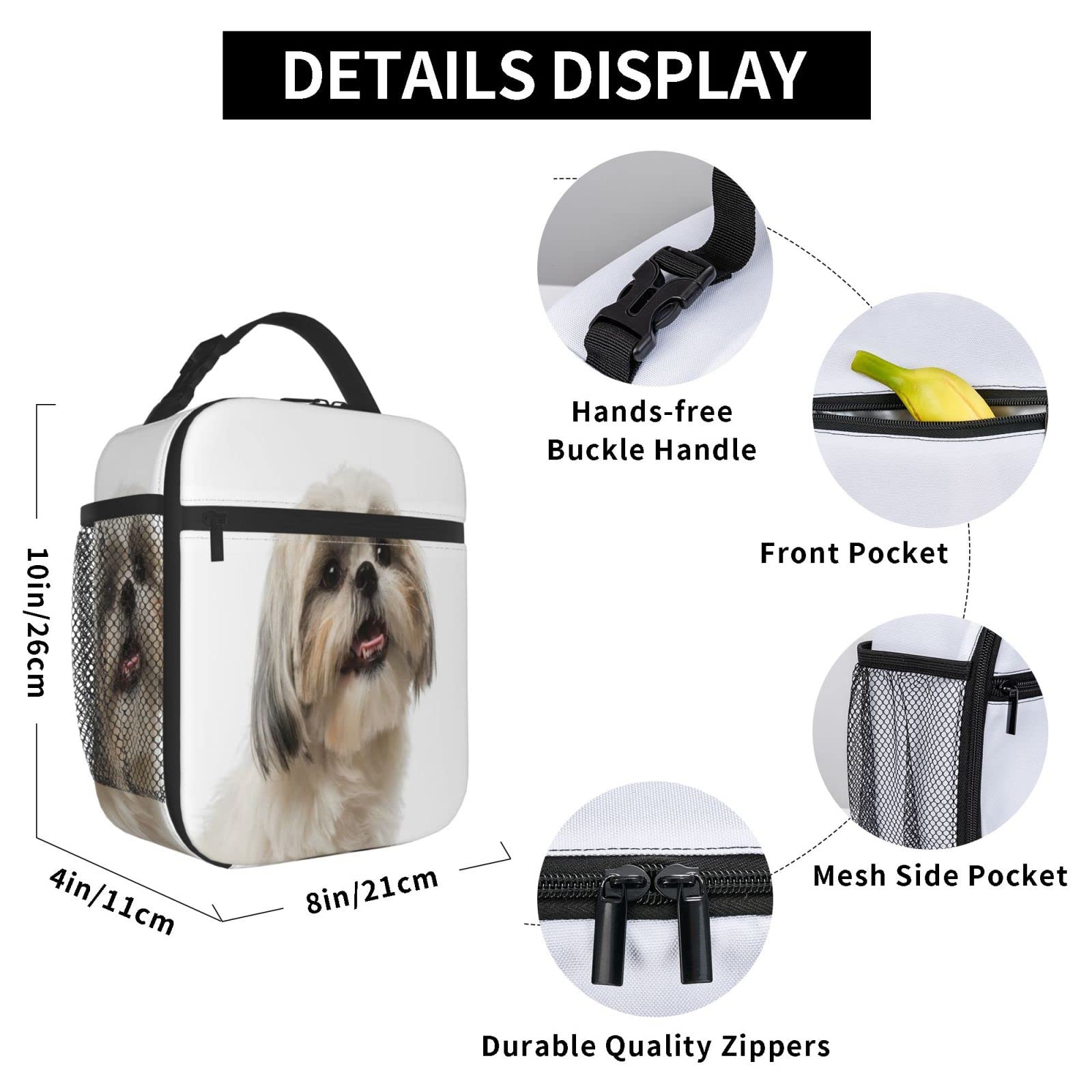 Shih Tzu Borsa Termica Per Pranzo A Forma Di Cane – Isotermica, Portatile, 22,9x12,7x19,8 Cm - 5