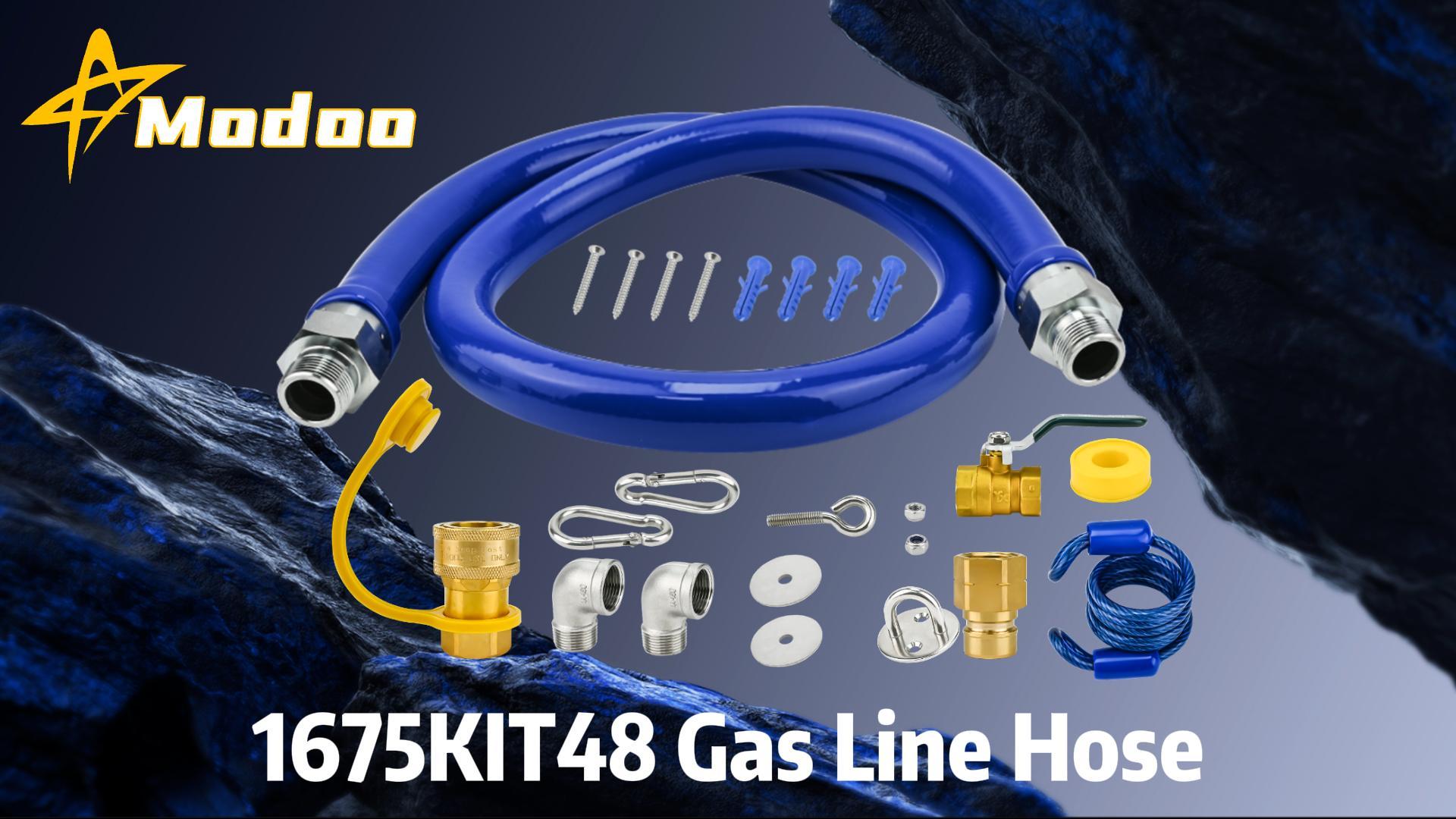 1675kit48 Mobile Gas Hose Connector Kit - 3/4 Inch Full Port Quick Disconnect With Flexible Gas Line, Safety System