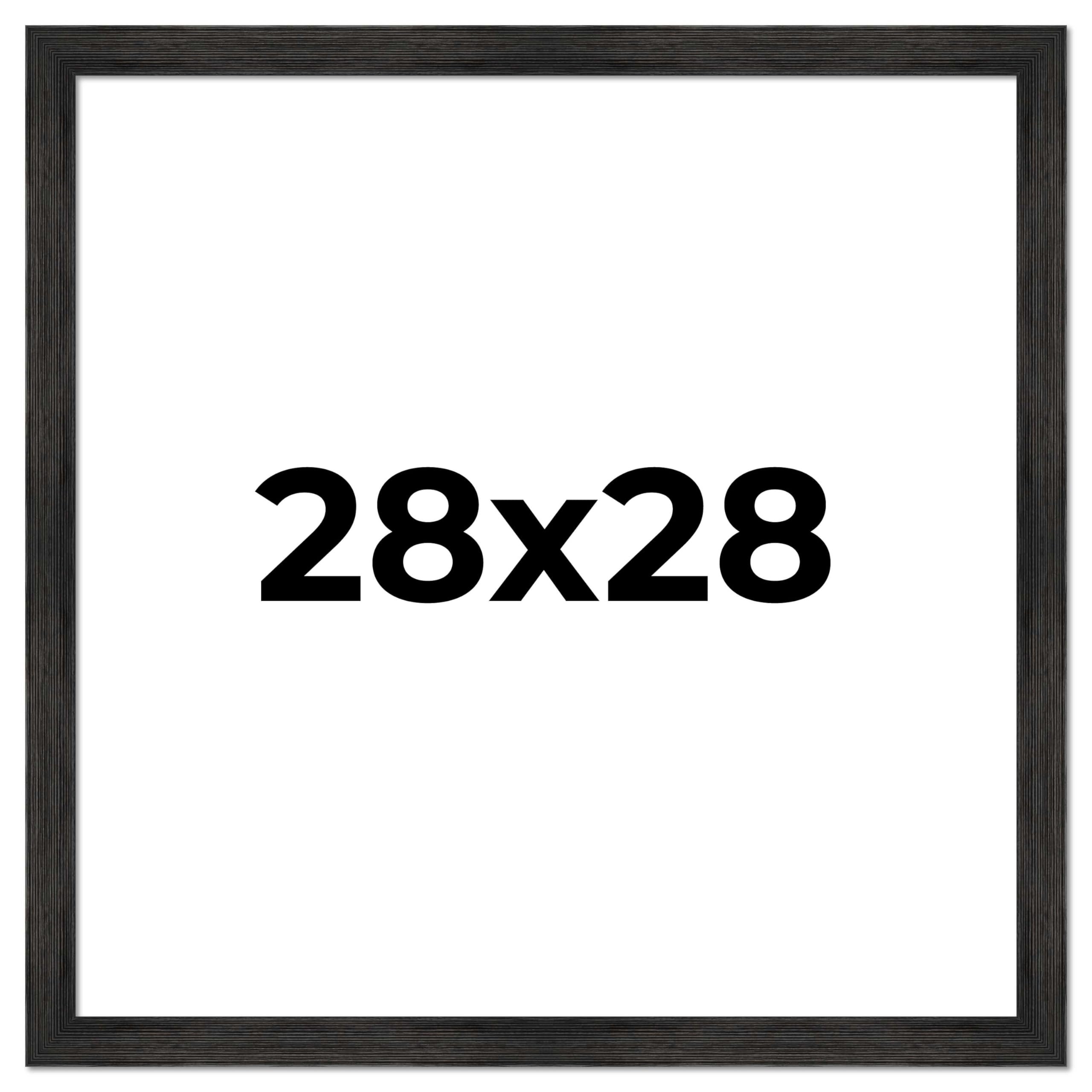 28x28 Frame Black Barnwood Picture Frame - Modern Photo Frame Includes UV Acrylic Shatter Guard Front, Acid Free Foam Backing Board, Hanging Hardware Wood Square Frame Wall Frames for Family Photos