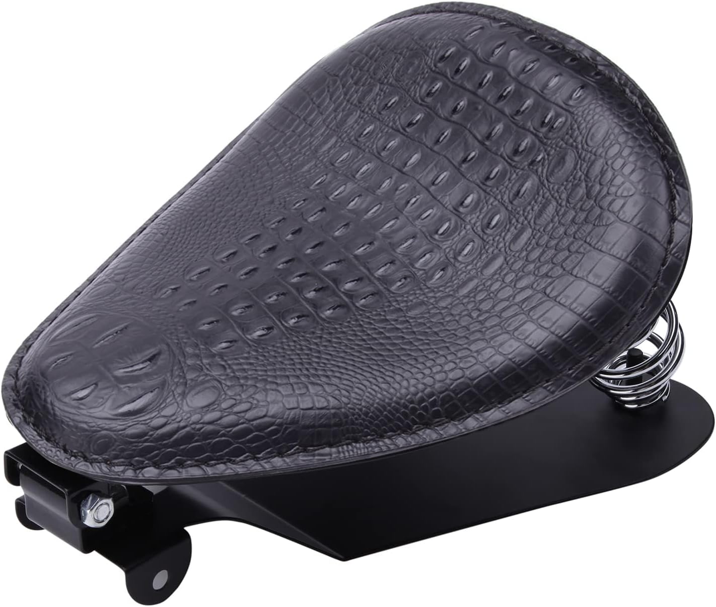 Motorcycle Seat Cushion Driver Solo Seats with Spring Bracket PU Leather Compatible with Harley Honda Yamaha Kawasaki Sportster Iron 883 1200 Chopper Bobber Cafe Racer-Crocodile Style
