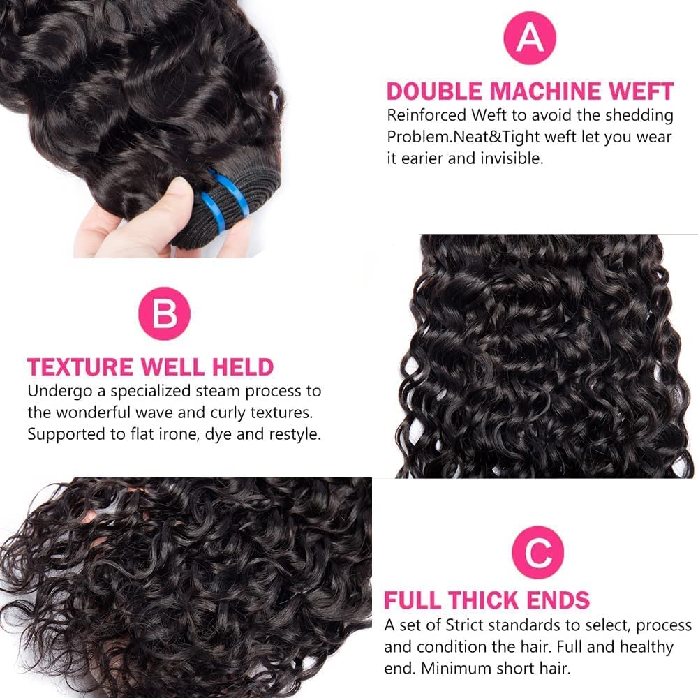 Deep Wave Bundles Human Hair, 16 Inch Water Wave Bundles, 12A Brazilian, 100% Unprocessed Virgin, Wet and Wavy, Double Weft - Image 3