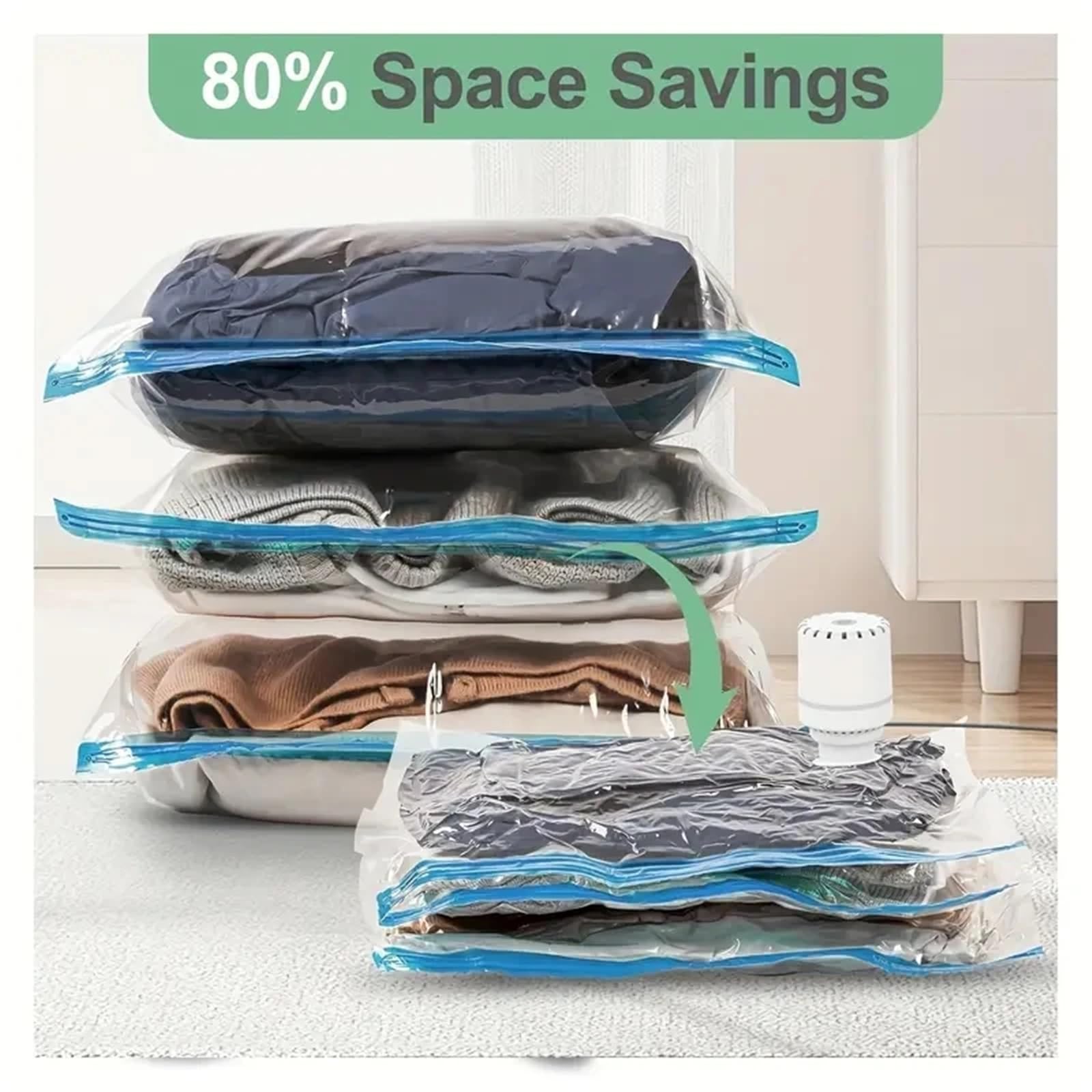 Kompressionsbeutel Kompressionspacktaschen passen in Koffer, um Platz in der Kleidung zu sparen Für Reisen(5pcs70x100CM-pump)