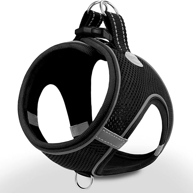 Joytale Step in Dog Harness,Soft Mesh Reflective Breathable Vest Harnesses,Easy Walk Harness with Safety Buckle for Extra Small and Small Dogs,S,Black