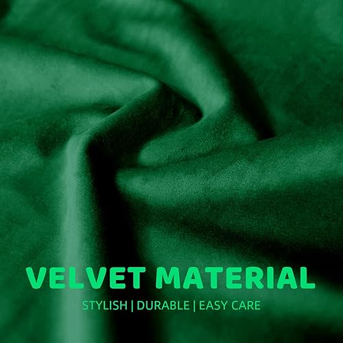 Miniatura 5 de Juego de 2 fundas de almohada decorativas verdes de 18 x 18 pulgadas, funda de cojín cuadrada de terciopelo con cremallera invisible para sofá,