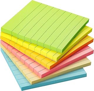 Mr. Pen- Lined Sticky Notes 3x3, 6 Pads, 45 Sheet/Pads, Pastel Colors, Sticky Notes with Lines, Sticky Note Pads, Sticky Pads, Sticky Notes Lined, Colorful Sticky Notes, Mr Pen Sticky Notes