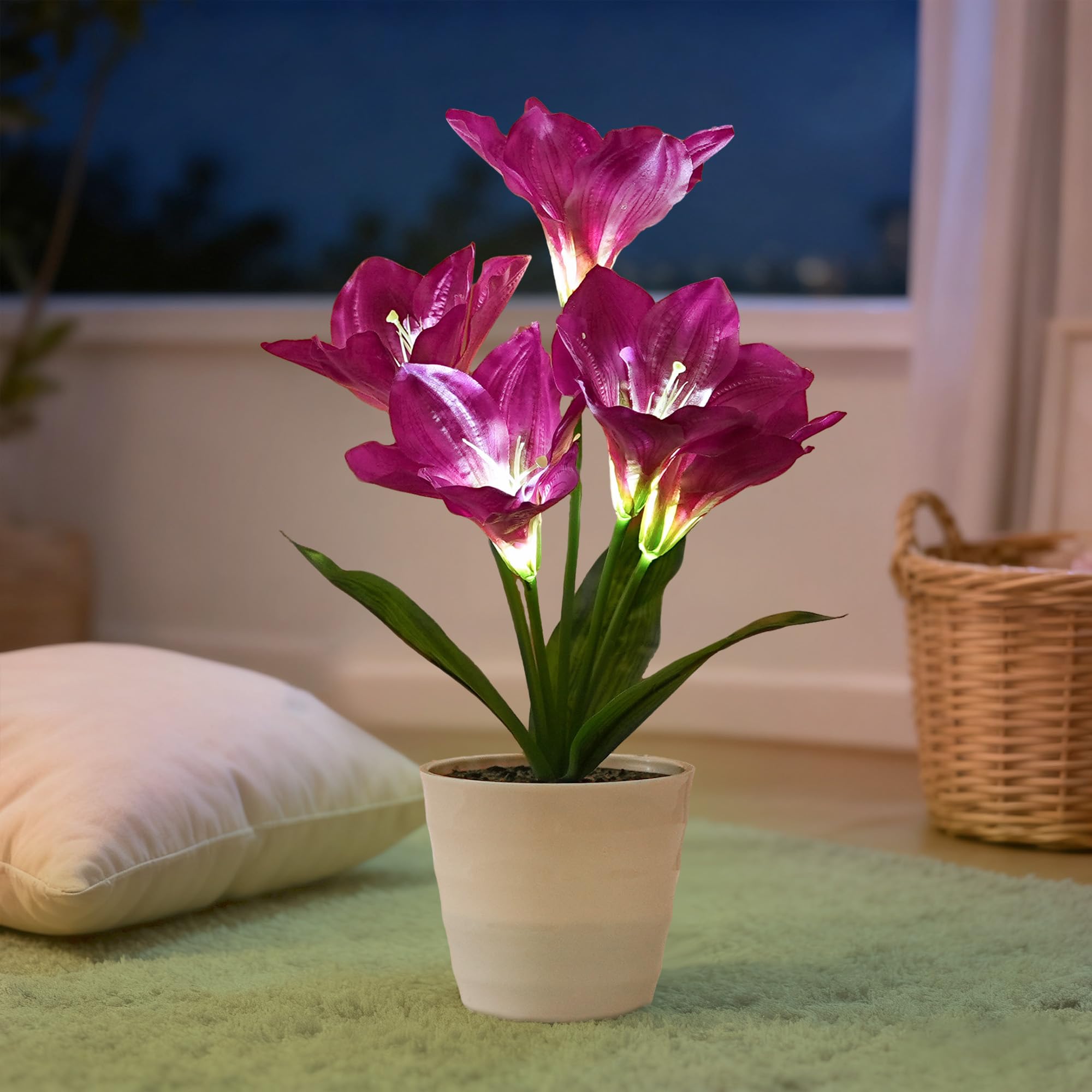 Artificial Purple Lily Flower Lamp - Flower Night Light, Christmas Birthday Gifts for Women Wife Girlfriend Mom Anniversary Bedroom Bar Coffee Shop Night Light Lamp Home Decor