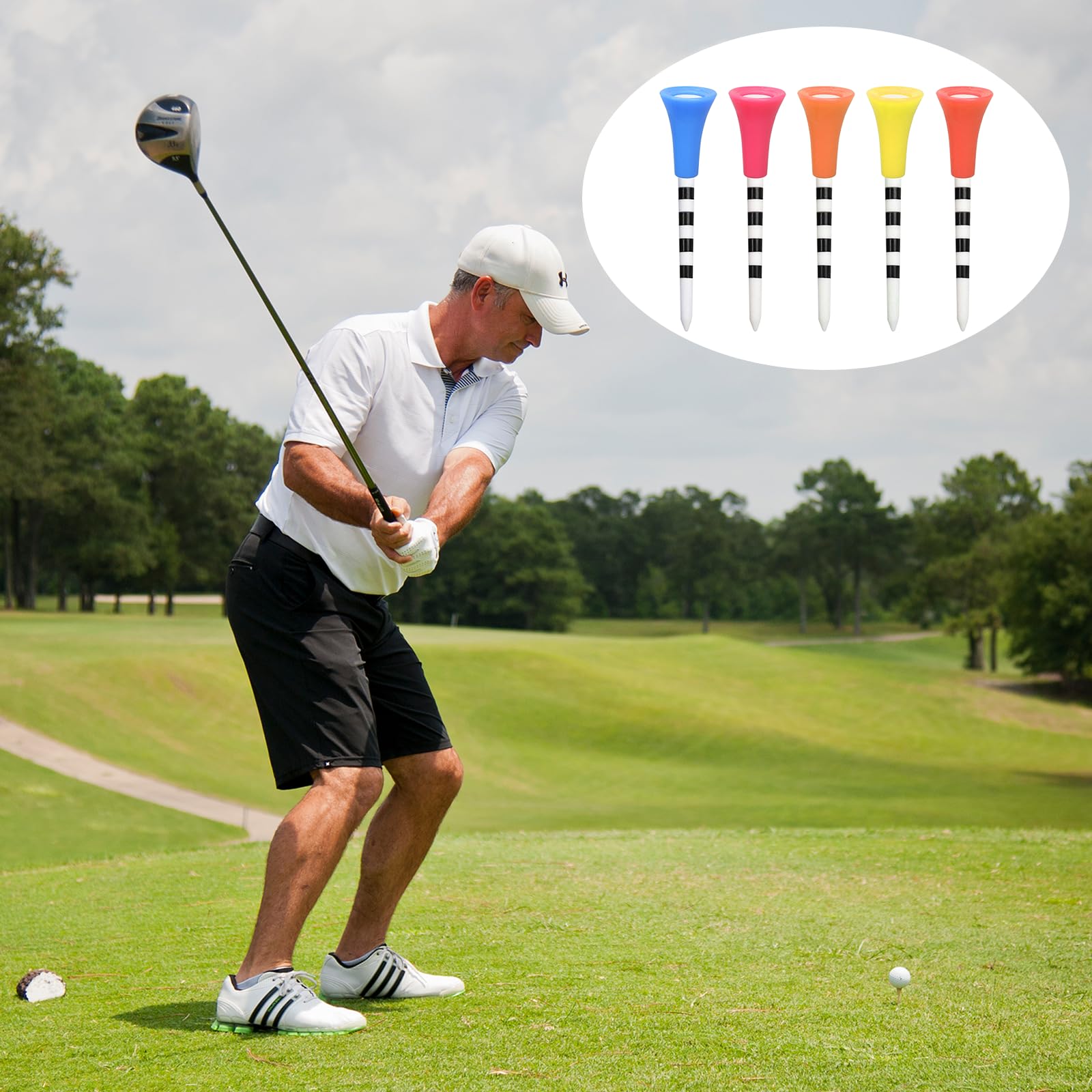 50 Pezzi Tee da Golf in Plastica,Tee da Golf Colorati di Colori Vivaci con Parte Superiore in Gomma Ammortizzata Ideali per Golfistas,Tee e Allenamento - 83 mm