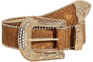Women's Western Brown Rhinestone Belt