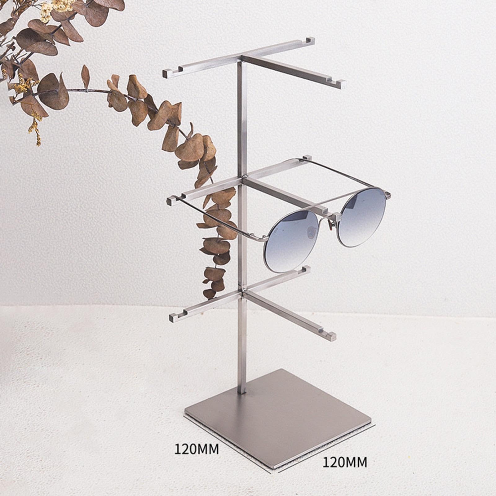 Porte-lunettes et lunettes de soleil - Organisateur - Montage facile - Solution de rangement durable et élégante pour lunettes vue et soleil à la maison -, 3 niveaux Argent