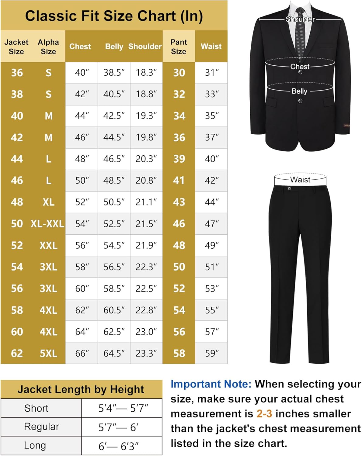 Men's Suit 2 Piece Classic Fit Elegant 2 Buttons Solid Jacket Blazer & Pants Set for Business Wedding Daily - Image 2