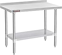 Vista 65 de DuraSteel Carrito de acero inoxidable NSF de 30 x 72 pulgadas, mesa de preparación de alimentos resistente con estante inferior, isla de cocina