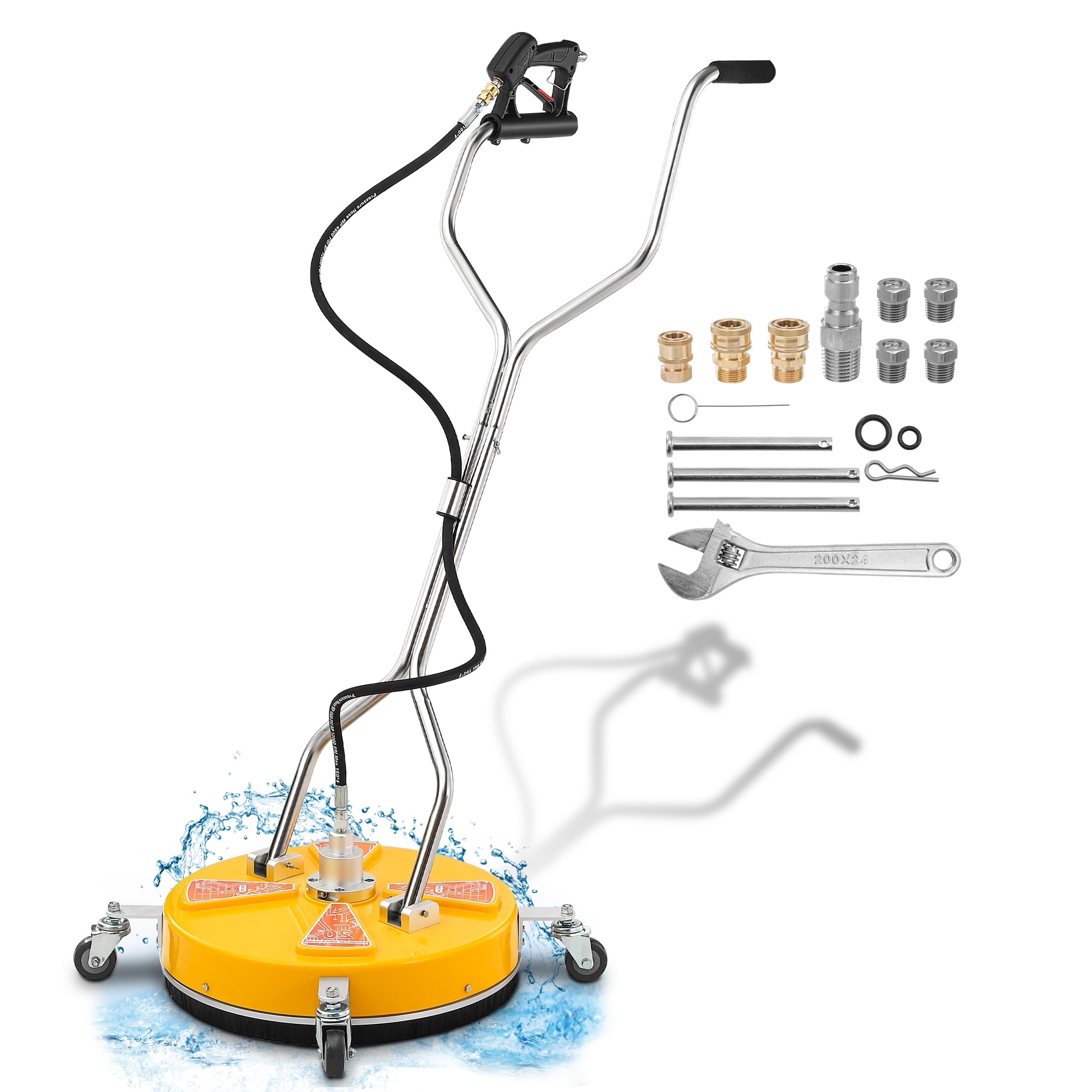 Tool Daily 20" Pressure Washer Surface Cleaner Dual Handle,Power Washer Surface Cleaner Attachment with 4 Wheels, Pressure Washer Accessory for Driveway Sidewalk Curb Deck Patio Cleaning,4500PSI