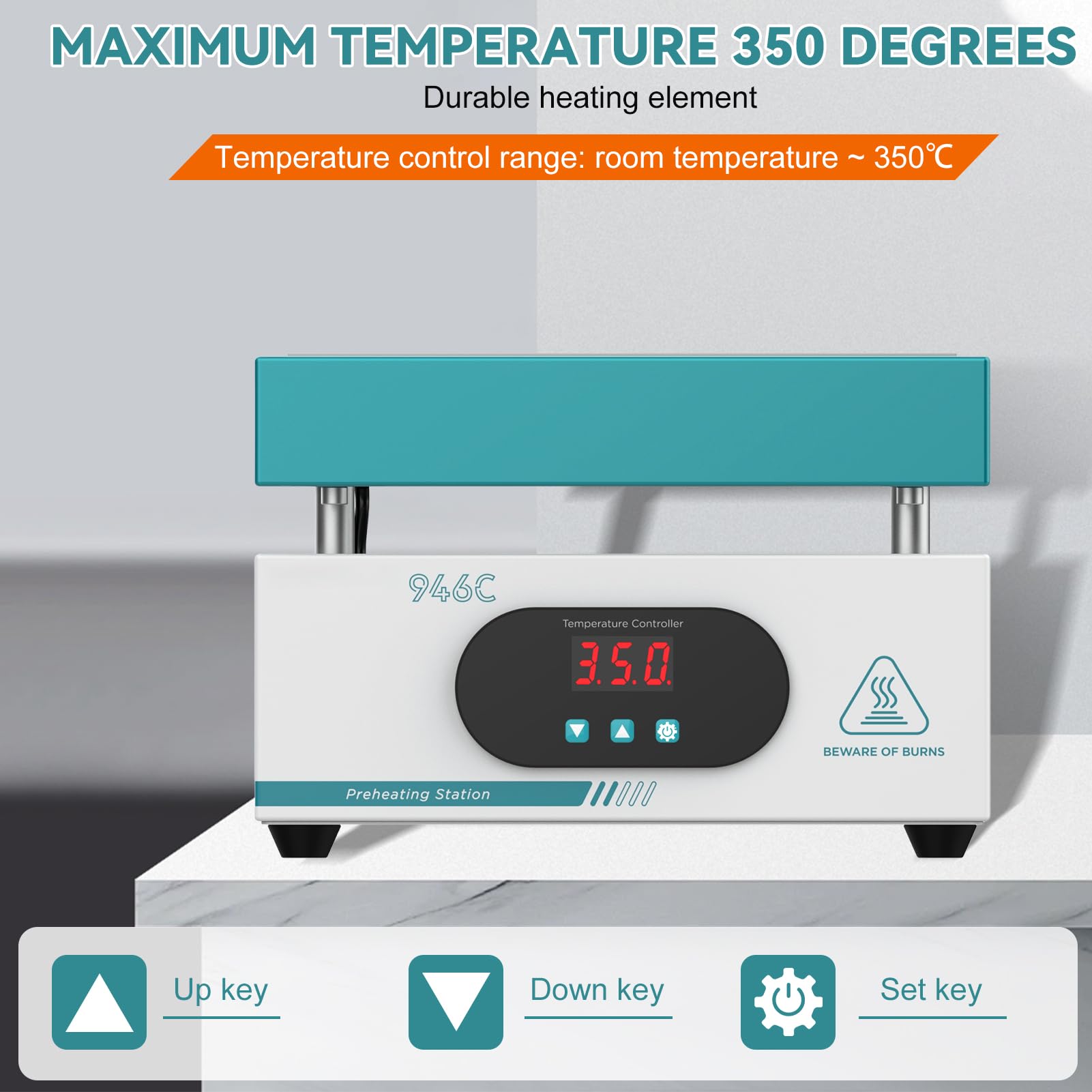 600W 220V Stazione di Saldatura Piastra Riscaldante 20 x 20 cm Area di Controllo Della Temperatura da Temperatura Ambiente a 350 °C Stazione di Riscaldamento per Rilavorazione SMD Rimozione PCB