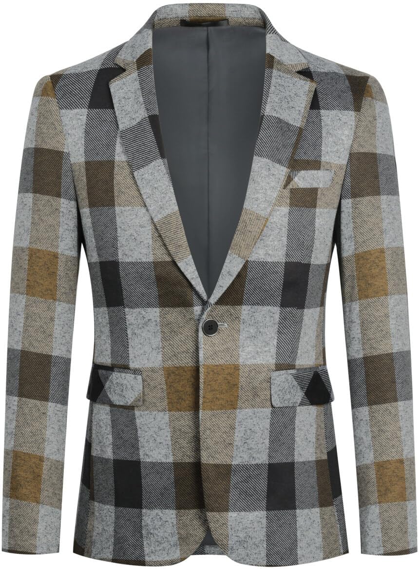 Boyland Men’s Casual Suit Blazer Jackets Lightweight One Button Sport Coats Plaid Blazer Boyland Men’s Casual Suit Blazer Jackets Lightweight One Button Sport Coats Plaid Blazer