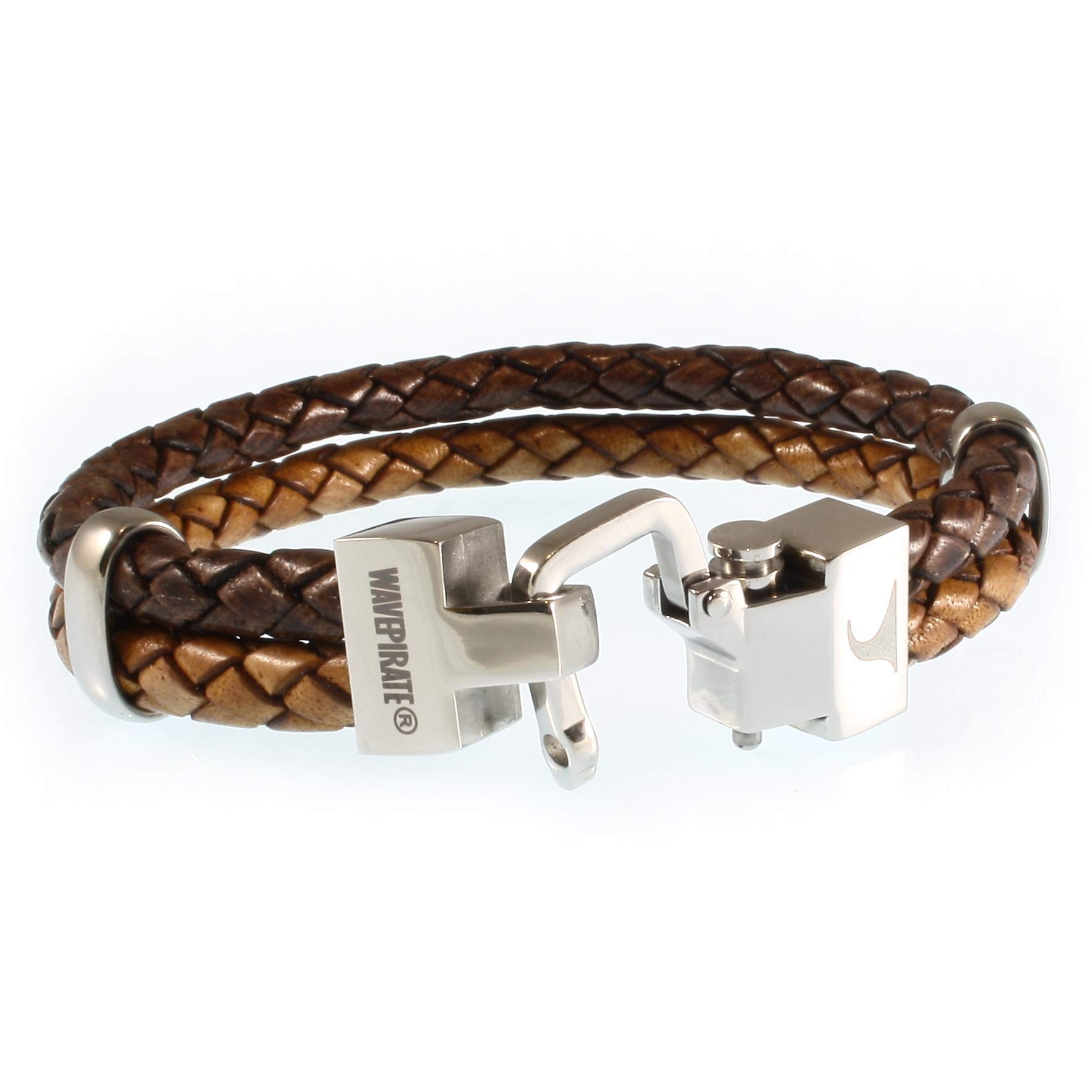 Echt Leder-Armband TURN F Braun Cognac für Herren - Magnetverschluss, Edelstahl, Geschenkbox