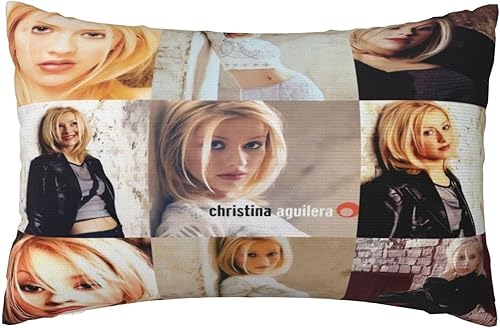 Christina Singer Aguilera - Fundas de almohada decorativas de 20 x 30 pulgadas, funda de cojín rectangular para sala de estar, dormitorio, sofá,