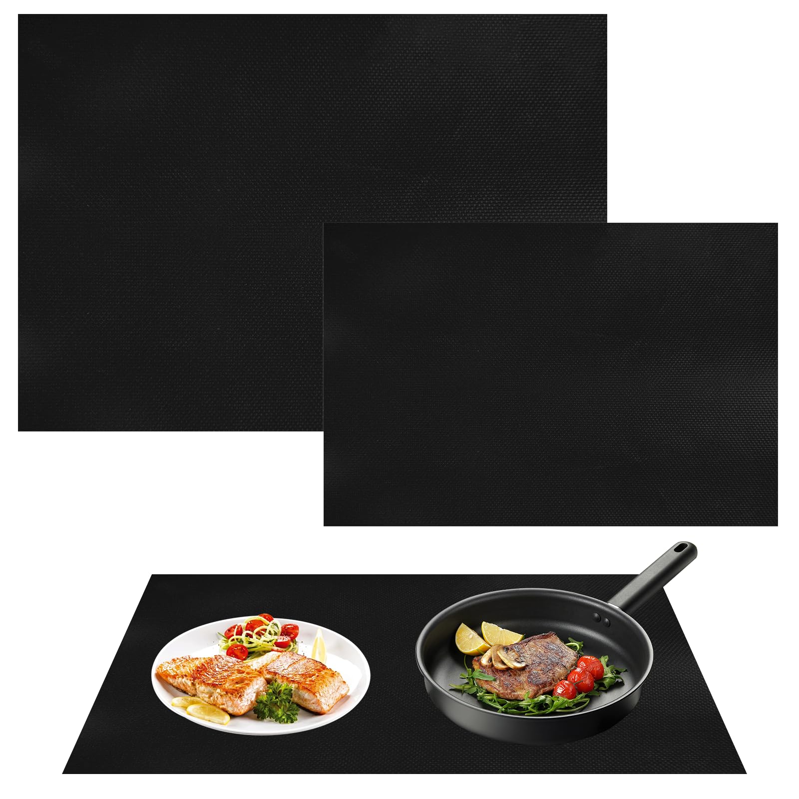 2 Piezas Alfombrilla Protectora para Cocina de Inducción, 2 Tamaños Esterilla Protectora de Inducción, Negro Protector Placa Induccion, Prevenir Daños en las Encimeras (40 x 60 cm, 54 x 90 cm)