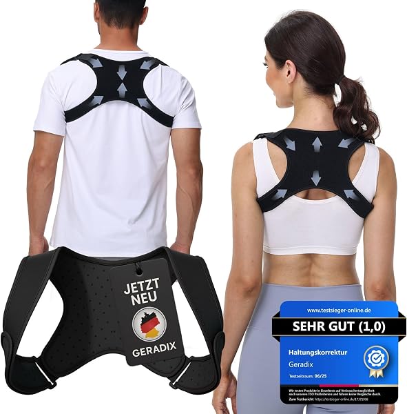 GERADIX Haltungskorrektur Rücken Geradehalter Rückenstützgürtel: Back Posture Rückenkorrektur für Herren und Damen Verstellbare und Atmungsaktive Korrektur Rückengurt (S-L) - 1