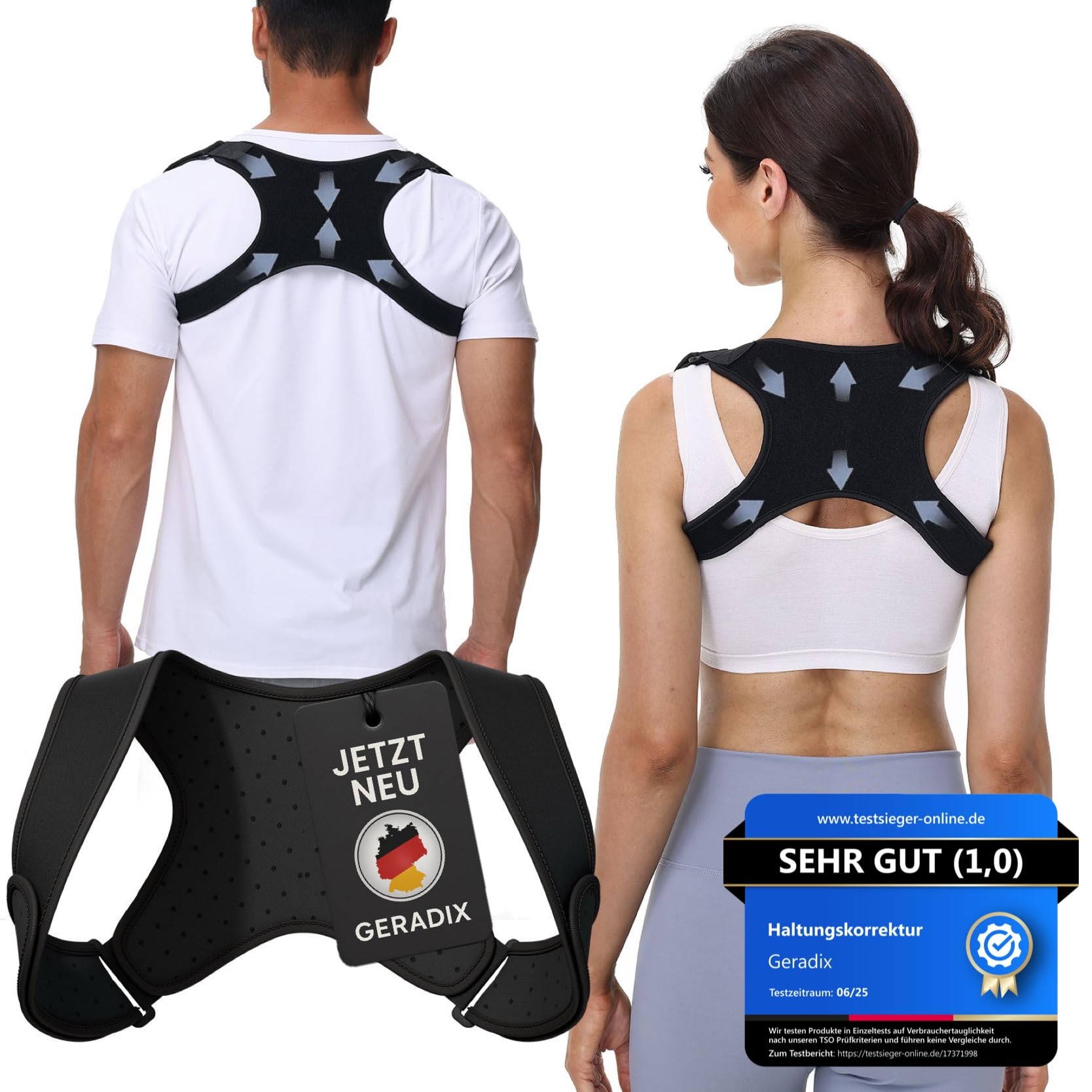 GERADIX Haltungskorrektur Rücken Geradehalter Rückenstützgürtel: Back Posture Rückenkorrektur für Herren und Damen Verstellbare und Atmungsaktive Korrektur Rückengurt (S-L) - 1