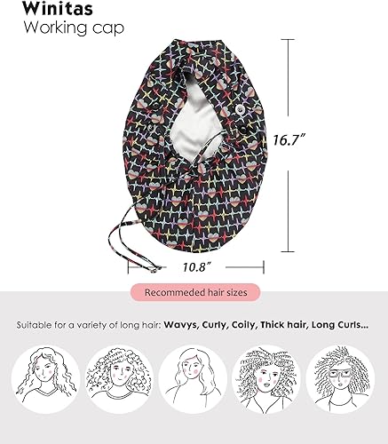 Miniatura 3 de Gorro de trabajo forrado de satén con botón para mujeres de cabello largo