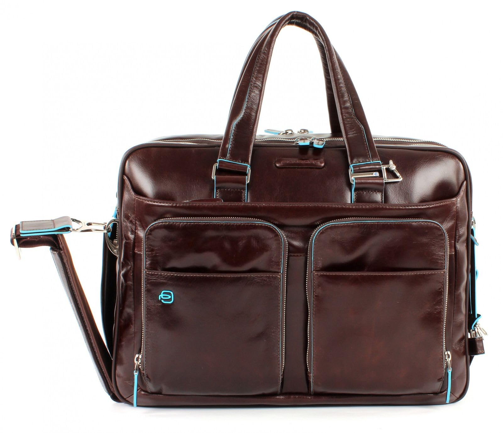 Piquadro Blue Square Expandable Computer Case with iPad/iPad Air Holder and Umbrella Pocket - Mahogany, One Size